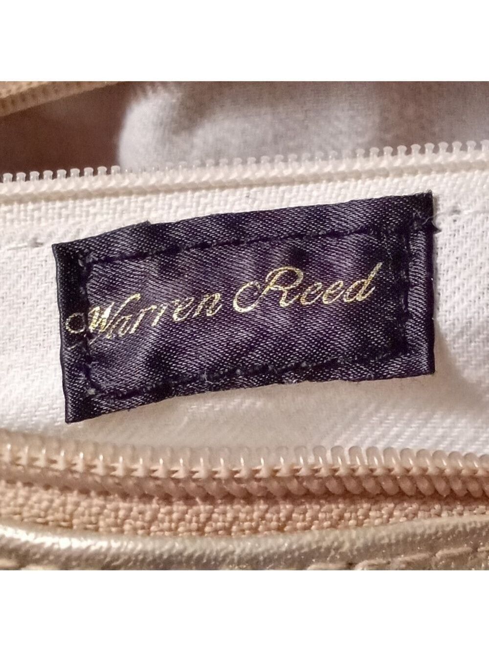 Warren Reed Gold Silver Metallic Woven Leather Satchel Large - Picture 6 of 6